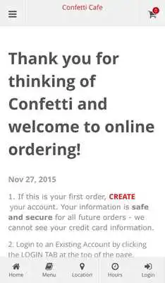 Play Confetti Cafe Online Ordering