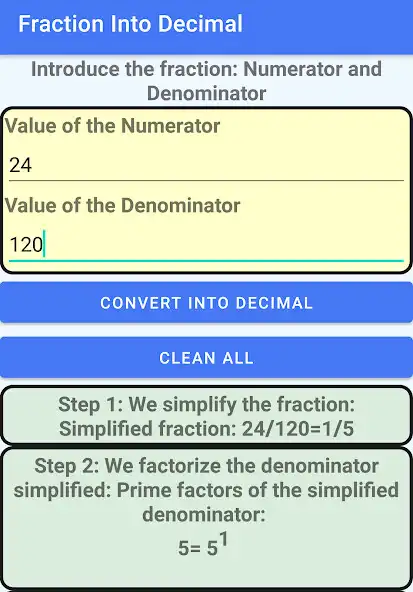 Play Convert Fraction Into Decimal  and enjoy Convert Fraction Into Decimal with UptoPlay