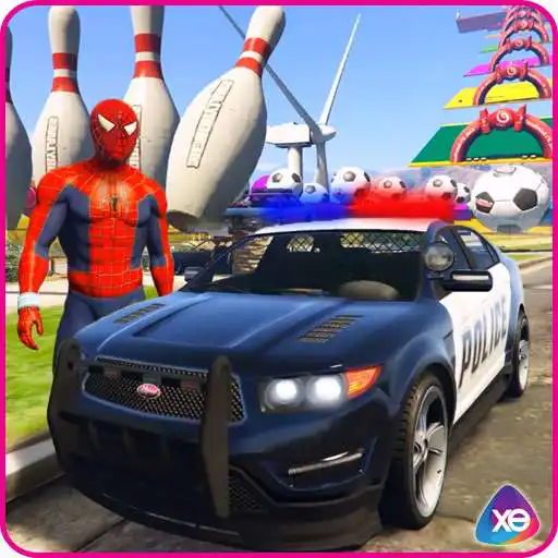 Run free android online Cop Car Superheroes Stunt Racing APK