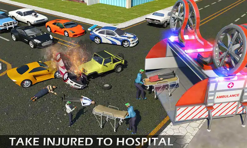 Play Copter Car Ambulance Sim 3d as an online game Copter Car Ambulance Sim 3d with UptoPlay