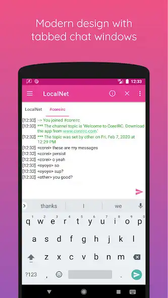 Play CoreIRC  and enjoy CoreIRC with UptoPlay