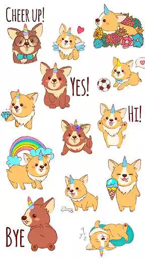 Play Corgi Unicorn stickers for WhatsApp WAStickerApps