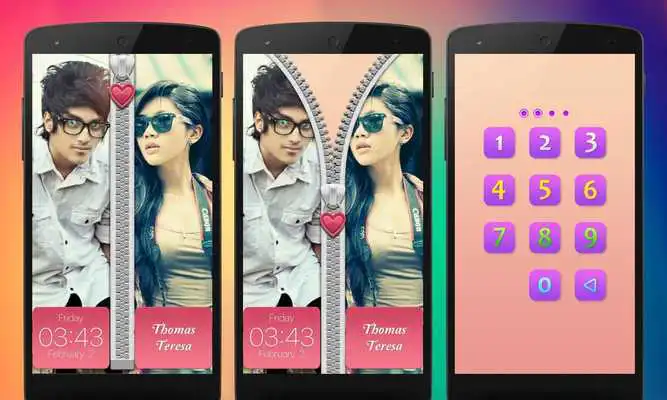 Play Couple Photo Zipper Lock Screen