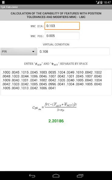 Play Cpk Calculator as an online game Cpk Calculator with UptoPlay