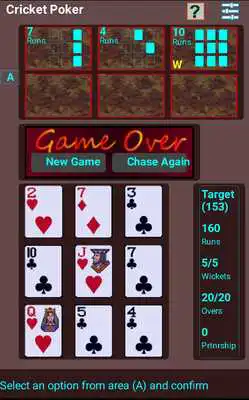 Play Cricket Poker Card Puzzle