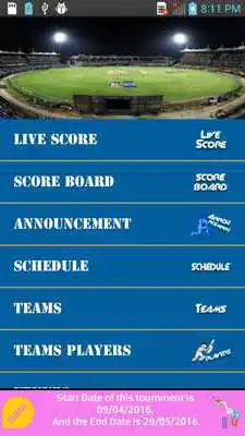 Play Cricket scheduled 2016