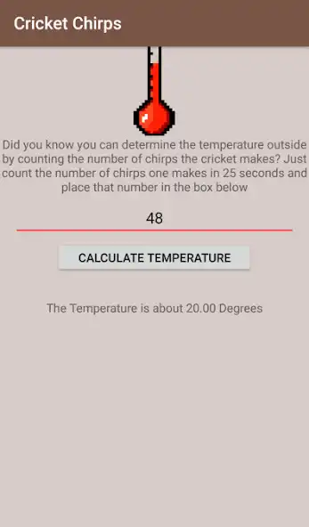 Play Cricket Thermometer  and enjoy Cricket Thermometer with UptoPlay