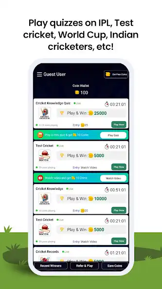 Play CricQ - Cricket Quiz as an online game CricQ - Cricket Quiz with UptoPlay