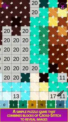 Play Cross Stitch - Adult Coloring By Number Book Pages