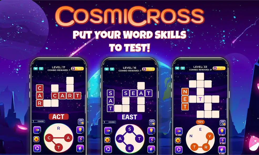 Play CrossWord puzzle - CosmiCross  and enjoy CrossWord puzzle - CosmiCross with UptoPlay