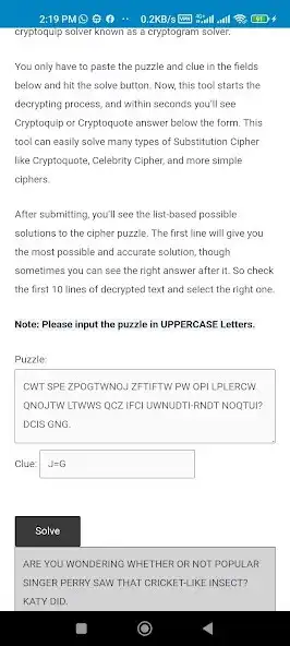 Play Cryptoquip Solver as an online game Cryptoquip Solver with UptoPlay