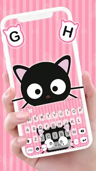 Play Cute Black Kitten Keyboard Background  and enjoy Cute Black Kitten Keyboard Background with UptoPlay