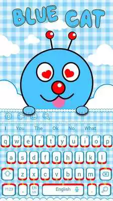 Play Cute Blue Cartoon Cat Keyboard Theme