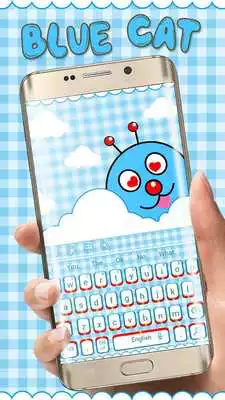 Play Cute Blue Cartoon Cat Keyboard Theme