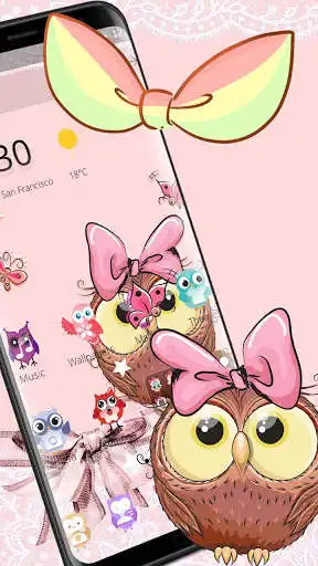Play Cute Cartoon Owl Bowknot Theme