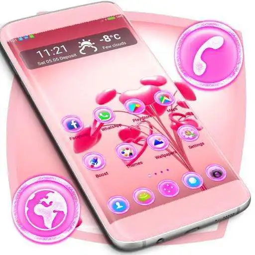 Free play online Cute Heart Flowers Launcher APK