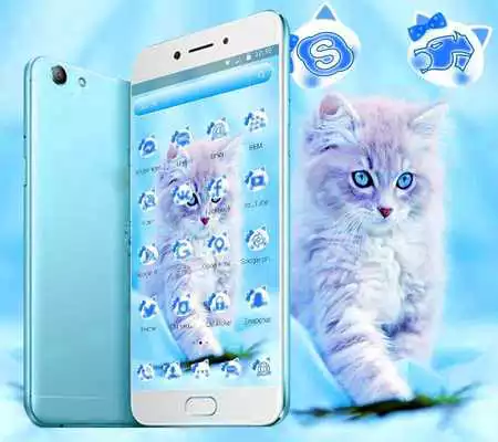 Play Cute Ice Blue Cat Theme