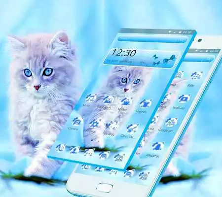 Play Cute Ice Blue Cat Theme