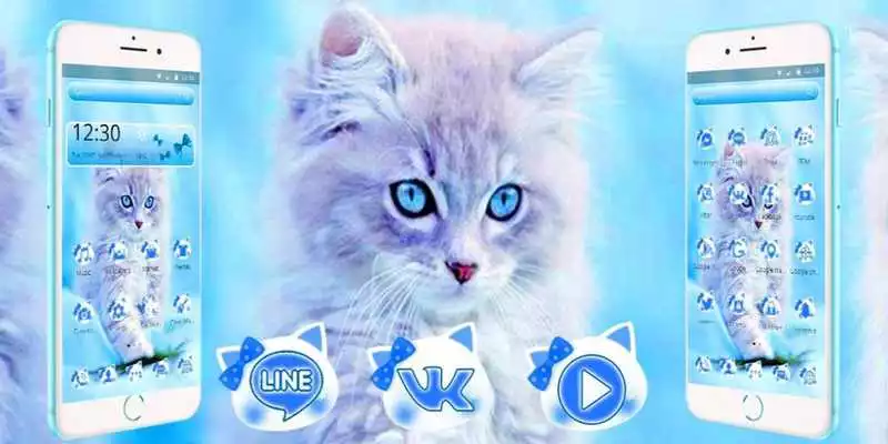 Play Cute Ice Blue Cat Theme