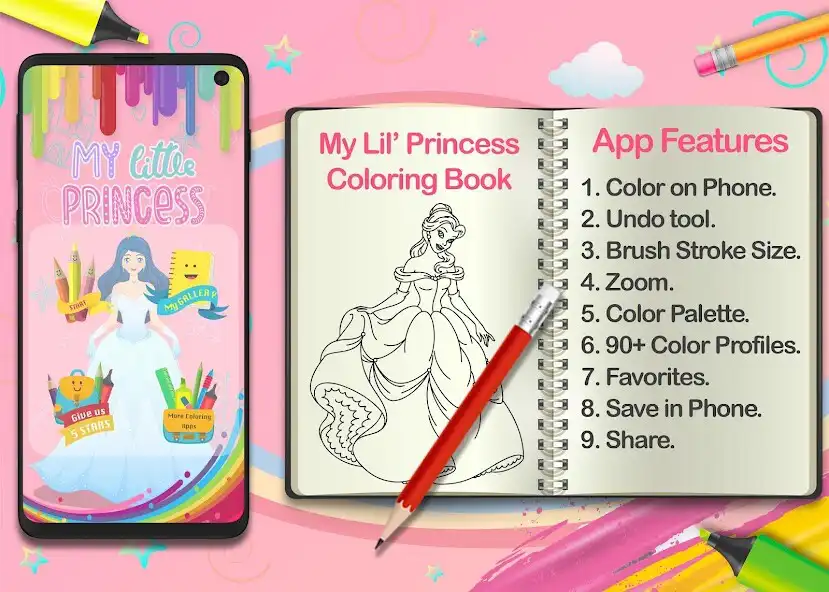 Play Cute Lil Princess Coloring Book - Coloring Game  and enjoy Cute Lil Princess Coloring Book - Coloring Game with UptoPlay