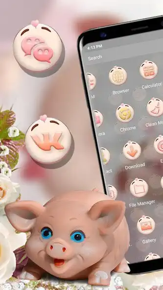 Play Cute Piggy Launcher Theme as an online game Cute Piggy Launcher Theme with UptoPlay