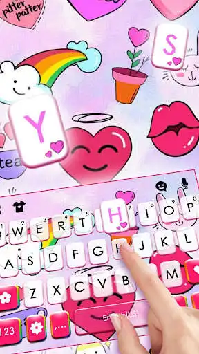 Play Cute Pink Doodle Keyboard Theme as an online game Cute Pink Doodle Keyboard Theme with UptoPlay