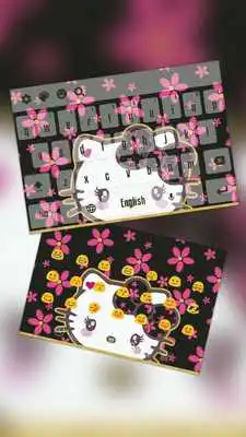 Play Cute Pink Kitty Bowknot Flowery Keyboard Theme