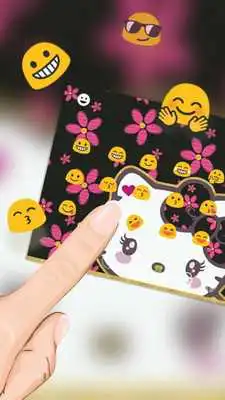 Play Cute Pink Kitty Bowknot Flowery Keyboard Theme