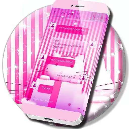 Free play online Cute Pink Kitty SMS Theme  APK