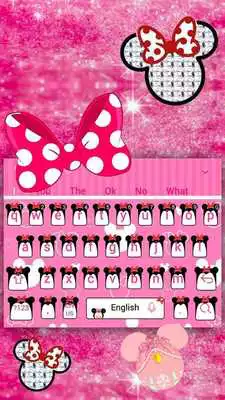 Play Cute Pink Minny Bowknot Keyboard tema wallpaper