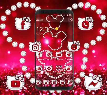 Play cute purple Kitty theme cute wallpaper