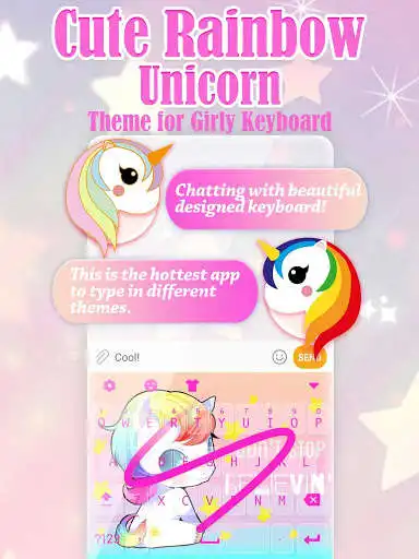 Play APK Cute Rainbow Unicorn Keyboard Theme for Girls  and enjoy Cute Rainbow Unicorn Keyboard Theme for Girls with UptoPlay girly.keyboard.by.ticktock<br>If you already have Girly Keyboard installed, then play online this theme and press 