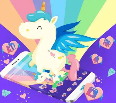Play cute rainbow unicorn theme beauty wallpaper