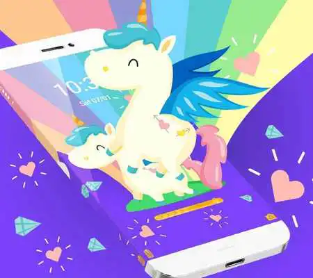 Play cute rainbow unicorn theme beauty wallpaper