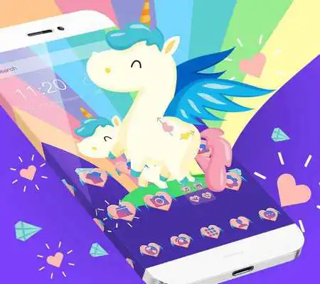 Play cute rainbow unicorn theme beauty wallpaper