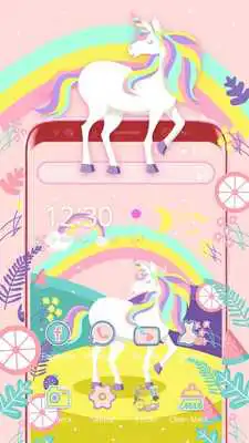 Play Cute rainbow unicorn theme pink wallpaper icon