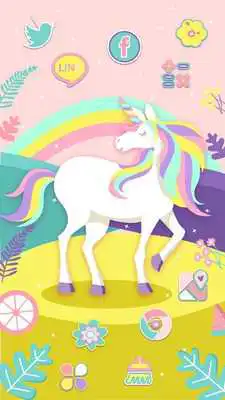 Play Cute rainbow unicorn theme pink wallpaper icon