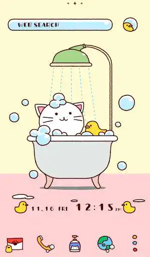 Play APK Cute Wallpaper Cat Bath Theme  and enjoy Cute Wallpaper Cat Bath Theme with UptoPlay jp.co.a_tm.android.plus_nekochan_no_bathtime
