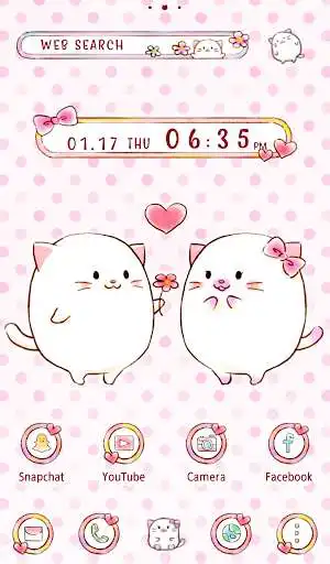 Play APK Cute Wallpaper Friendly Round-Cats Theme  and enjoy Cute Wallpaper Friendly Round-Cats Theme with UptoPlay jp.co.a_tm.android.plus_nakayoshi_manmaru_nekochan
