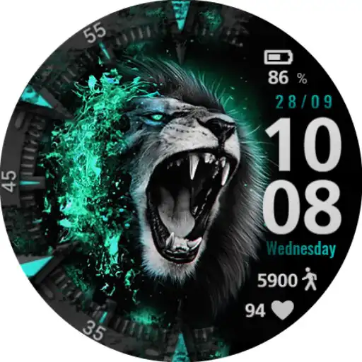 Play Cyan Lion Watch Face WearOs APK