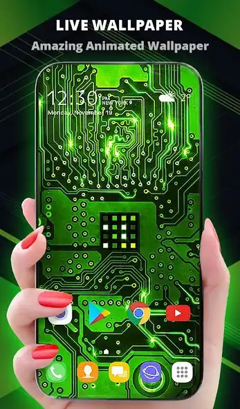Play Cyber Green Wallpaper Keyboard  and enjoy Cyber Green Wallpaper Keyboard with UptoPlay