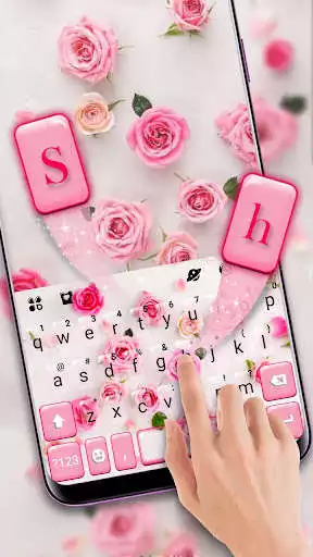 Play Dainty Pink 3d Rose Keyboard Theme