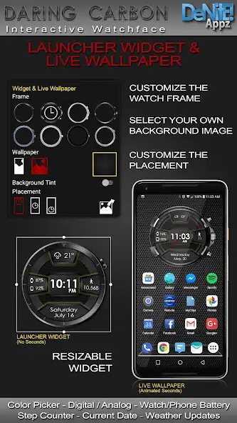 Play Daring Carbon HD Watch Face as an online game Daring Carbon HD Watch Face with UptoPlay