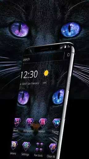 Play APK Dark Black Magic Kitty Theme  and enjoy Dark Black Magic Kitty Theme with UptoPlay com.launcher.theme.t211814592