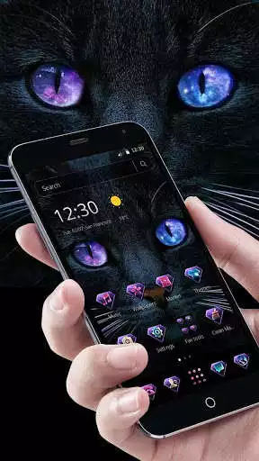 Play APK Dark Black Magic Kitty Theme  and enjoy Dark Black Magic Kitty Theme with UptoPlay com.launcher.theme.t211814592