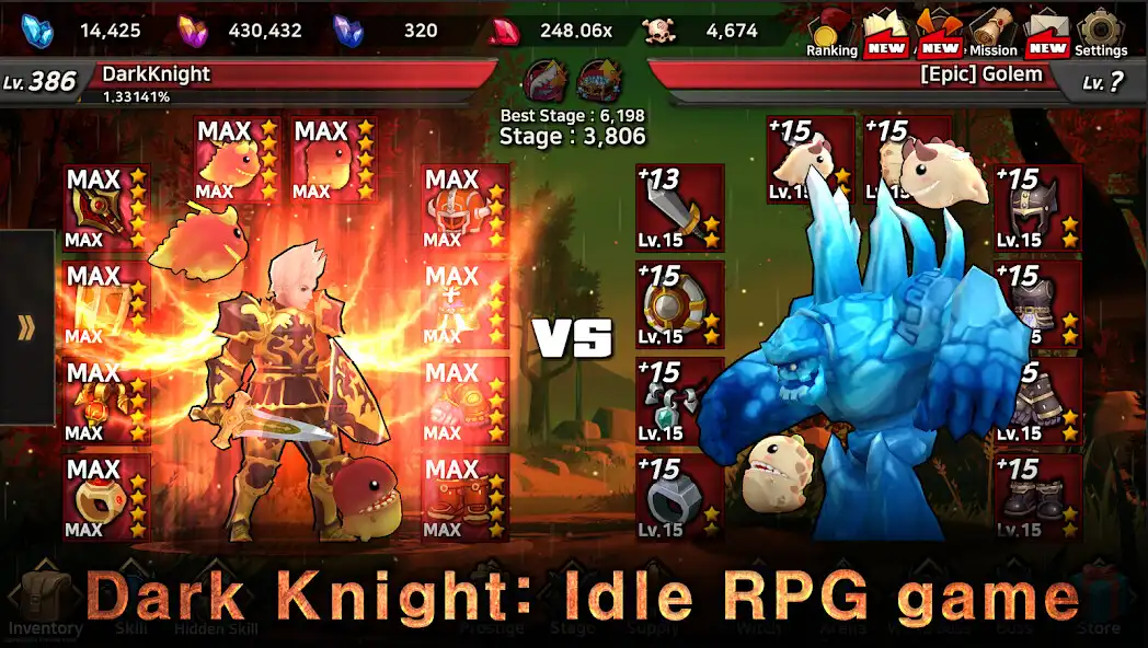 Play Dark Knight : Idle RPG game  and enjoy Dark Knight : Idle RPG game with UptoPlay