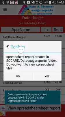 Play Data usage spreadsheet reports