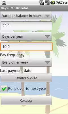 Play Days Off Calculator