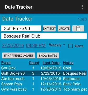 Play Days Since and Date Tracker