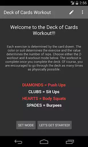 Play APK Deck of Cards Workout  and enjoy Deck of Cards Workout with UptoPlay com.release.pranavprabhala.deckofcardsworkout20